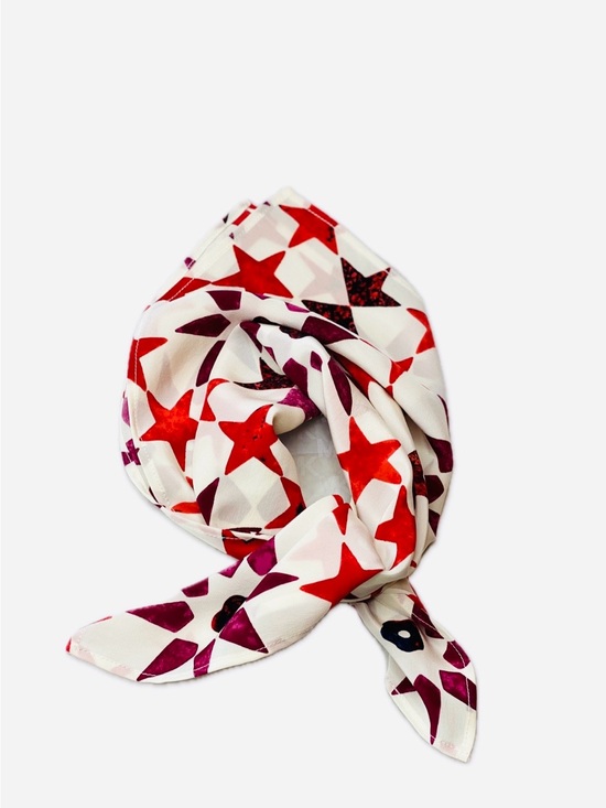 SILKLETTE Accessories - NWT SILKLETTE 'Americana Stars' 100% Fine Silk Kerchief Scarf Red/Black/White